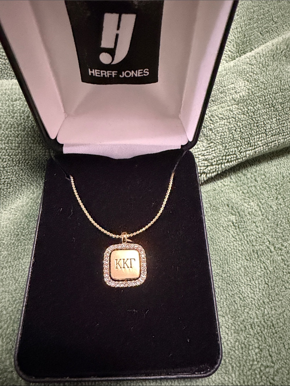 Gold-Tone Kappa Kappa Gamma KKG Monogram Pendant Necklace by Herff Jones
